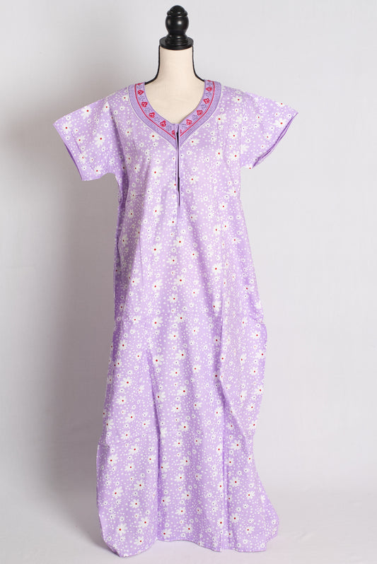 Lavender Printed Pure Cotton Nightwear in Regular Size image 0