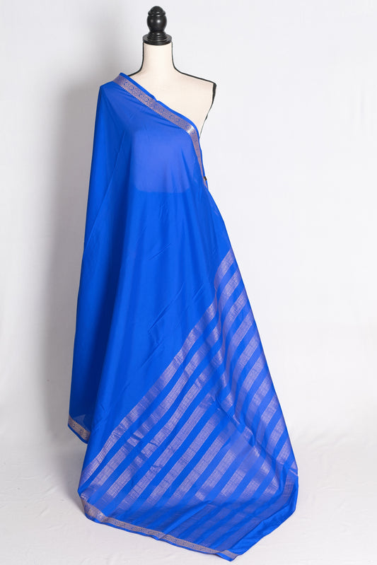 Girija: Royal Blue and Gold Semi Mysore Silk Saree image 1