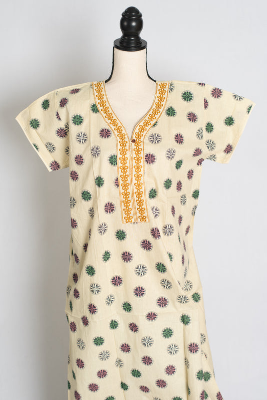 Printed Cream Pure Cotton Nightwear in Regular Size image 0