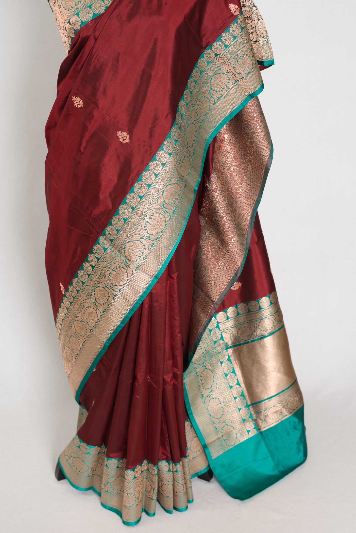 Kalpana | Brown Pure Katan Silk Banarasi Saree with 40 Size Stitched Blouse image 7