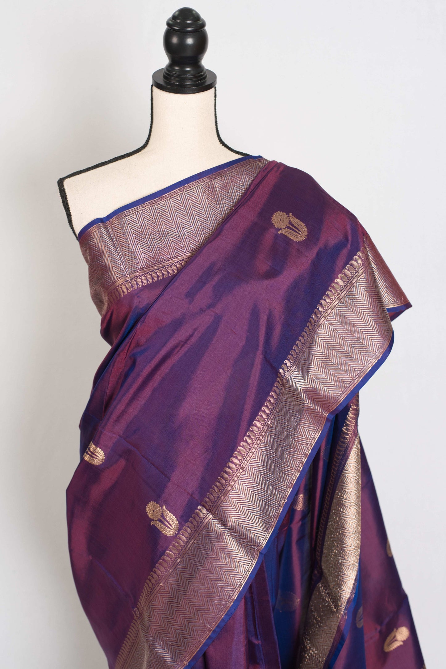 Zaina : Silk Mark Certified Purple Banarasi Silk Saree with Resham Thread Work image 6