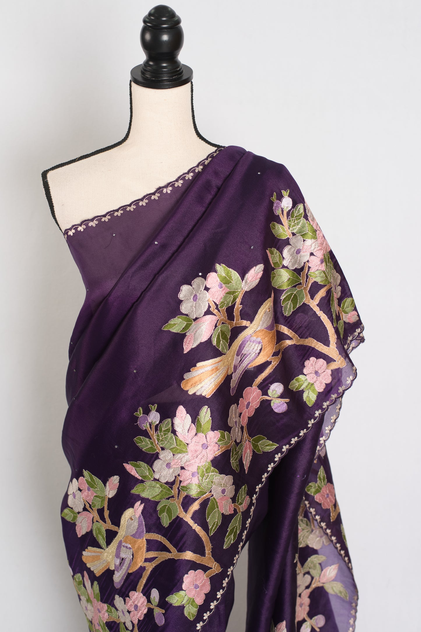 Subha : Embroidery Designer Organza Saree in Purple image 6