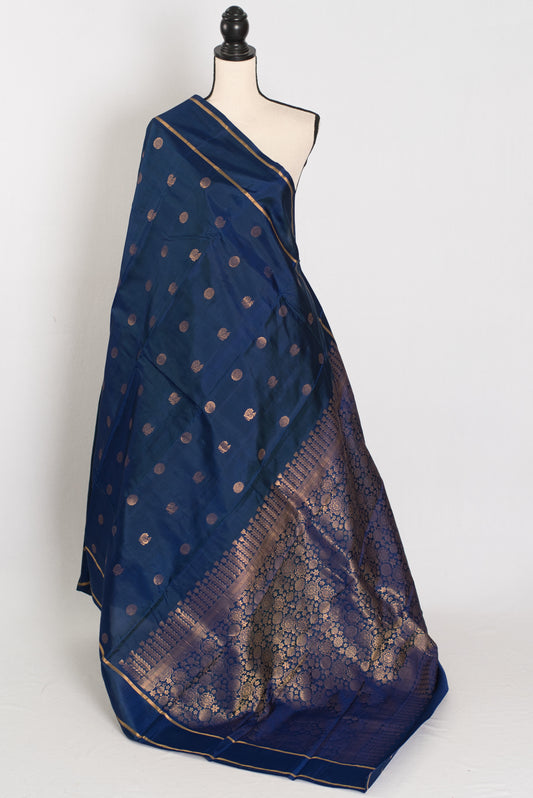 Nandini: Peacock Blue Lightweight Kanjivaram Silk Saree | Silk Mark image 1