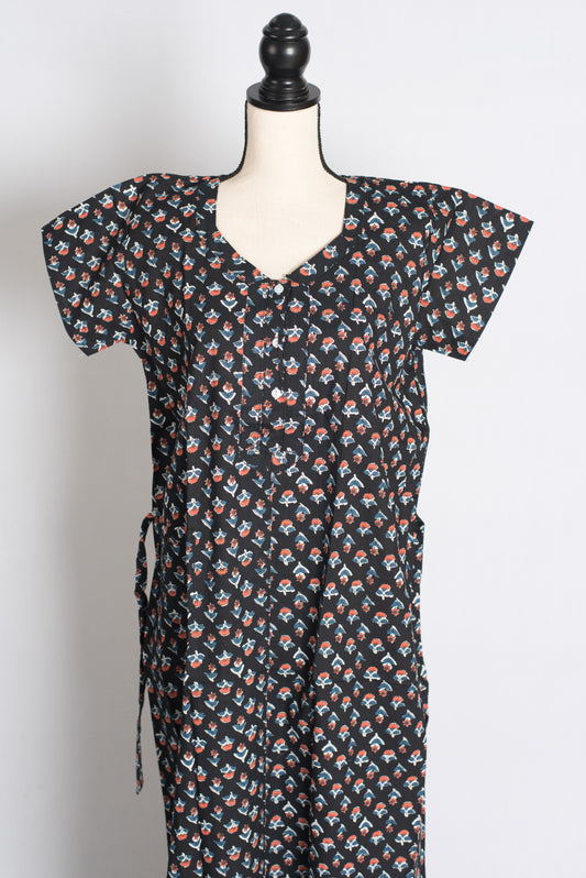 Printed Black Pure Cotton Nightwear in Regular Size image 0