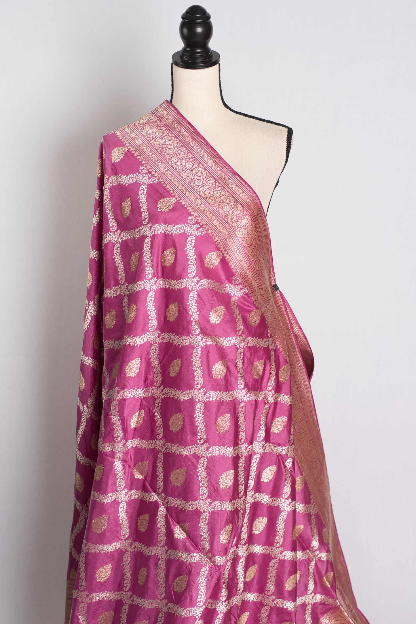 Gulnar - Jangla Banarasi Silk Saree with Silver and Golden Zari Weaving