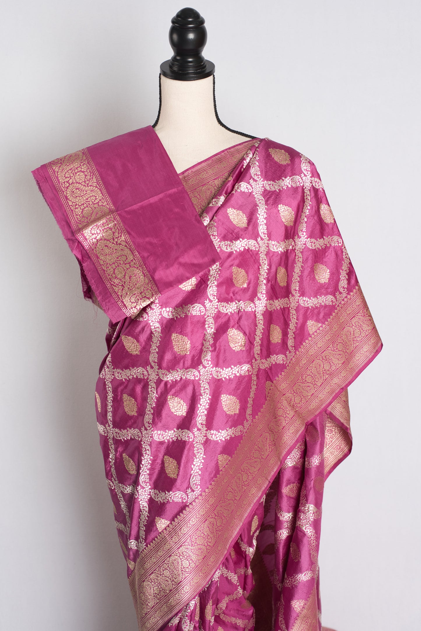 Gulnar - Jangla Banarasi Silk Saree with Silver and Golden Zari Weaving