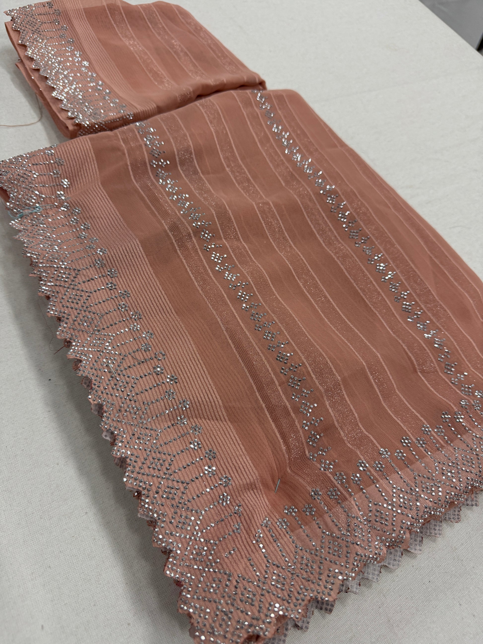 Feather Touch - Designer Chiffon Saree in Light Brown image 3