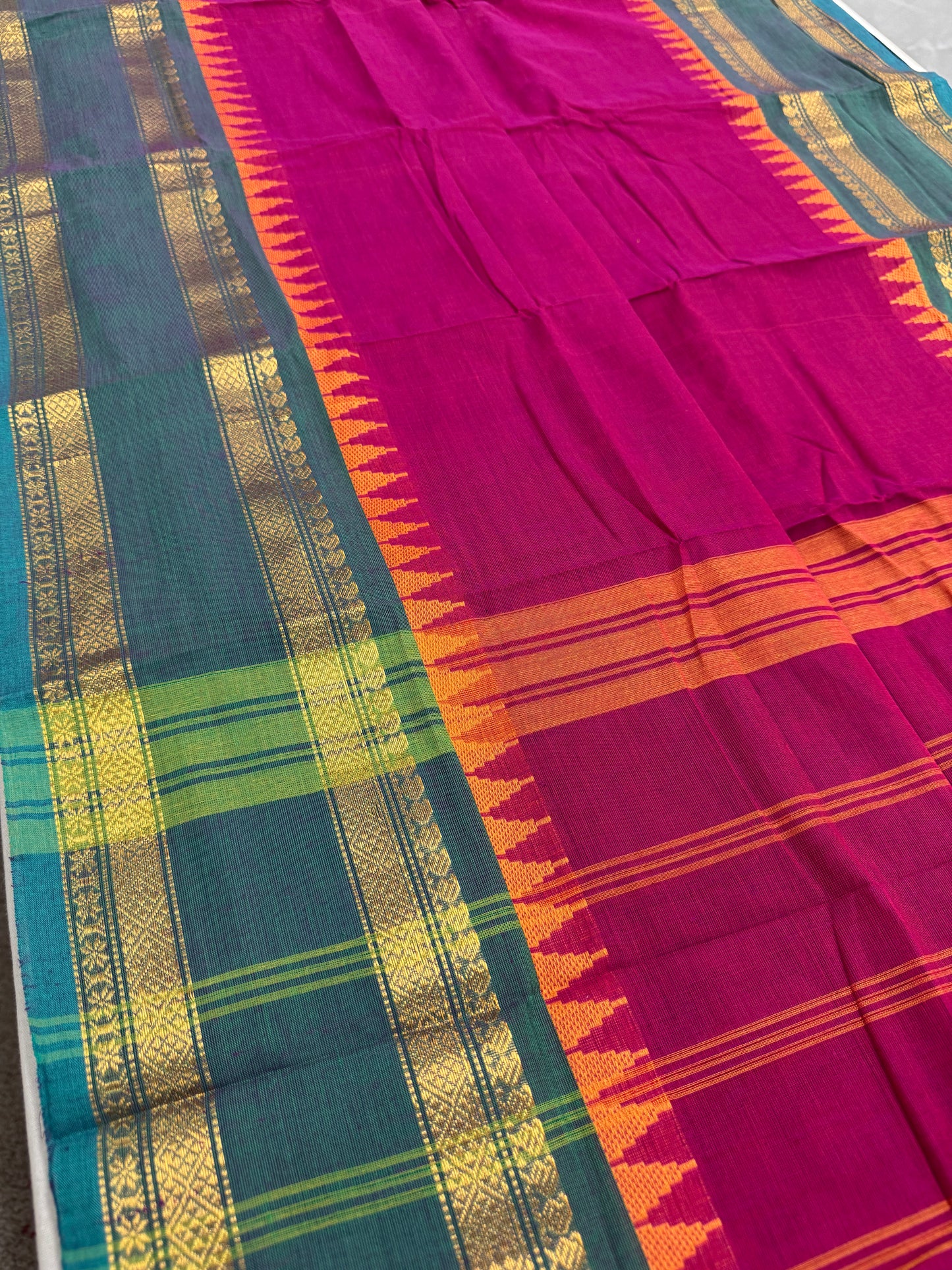Kaviya: Dark Pink Kanchi Cotton Saree - Handwoven South Indian Elegance image 0