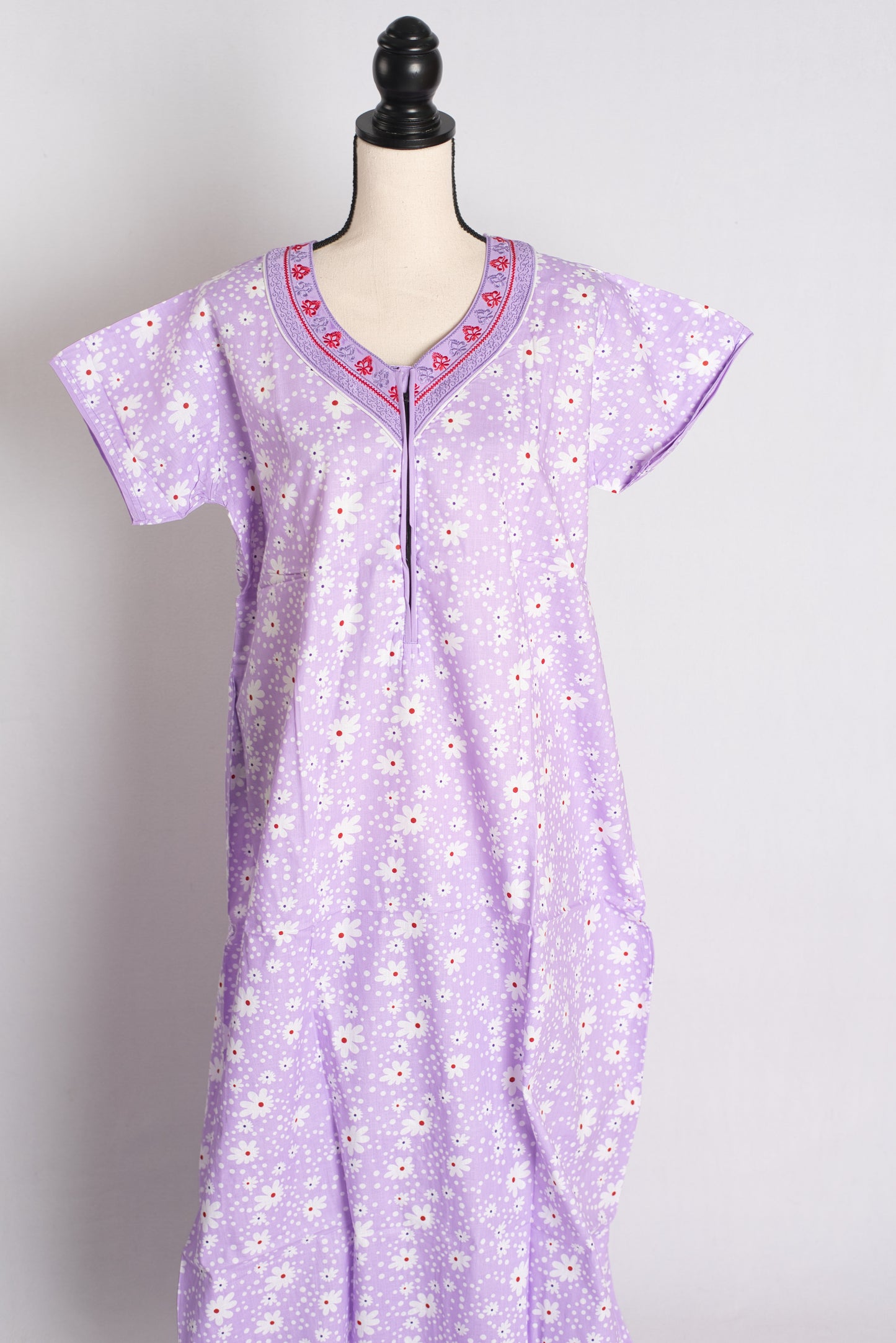 Lavender Printed Pure Cotton Nightwear in Regular Size image 1