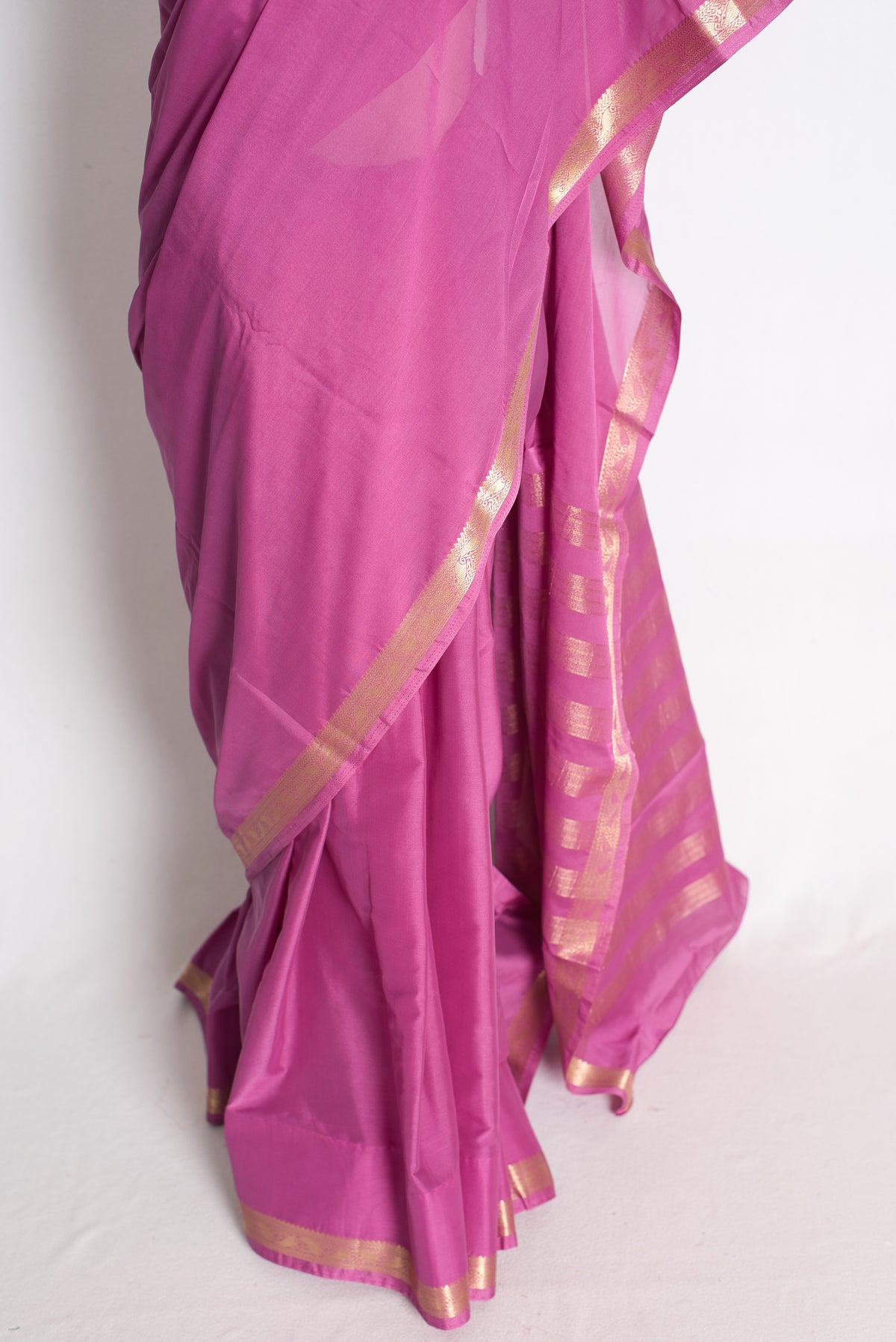 Parul: Purple and Gold Semi Mysore Silk Saree image 6