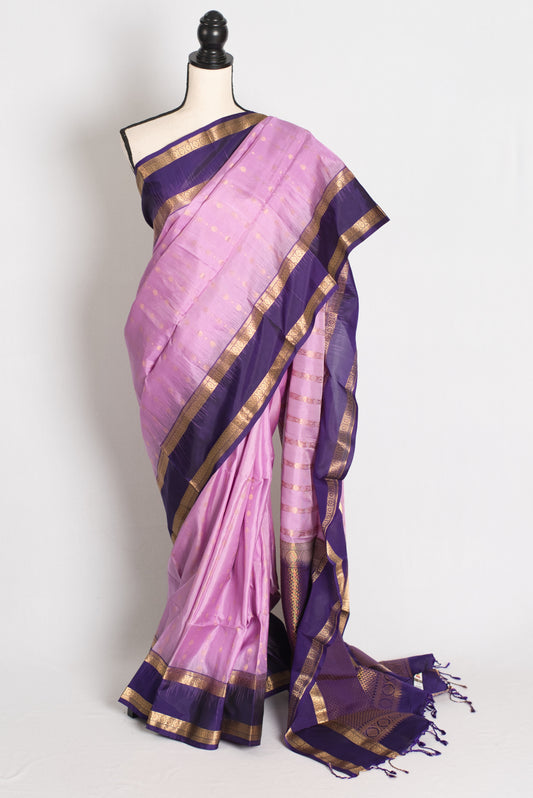 Brinda : Lavender and Purple Silk Mark Certified Kanchipuram Silk Saree image 0