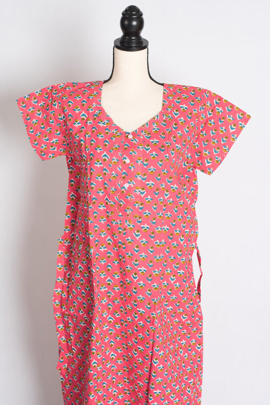 Printed Pink Pure Cotton Nightwear in Regular Size image 0