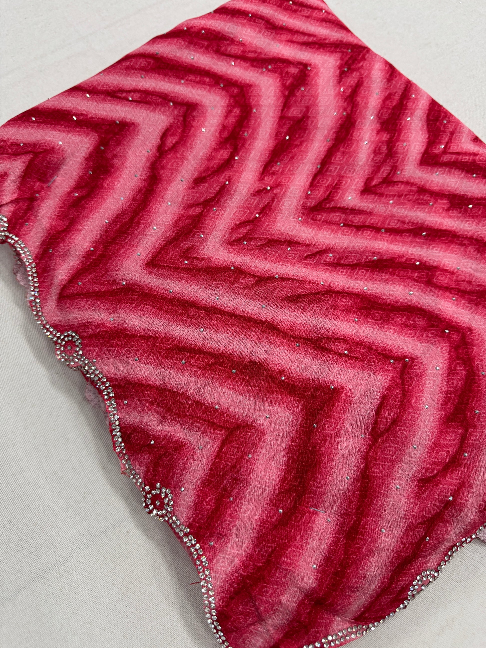 Rang Leher - Designer Chinon Leheriya Saree in Pink image 2