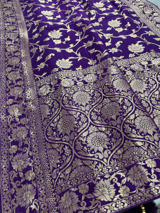 Liza : Purple and Gold Dola Silk Banarasi Saree image 1
