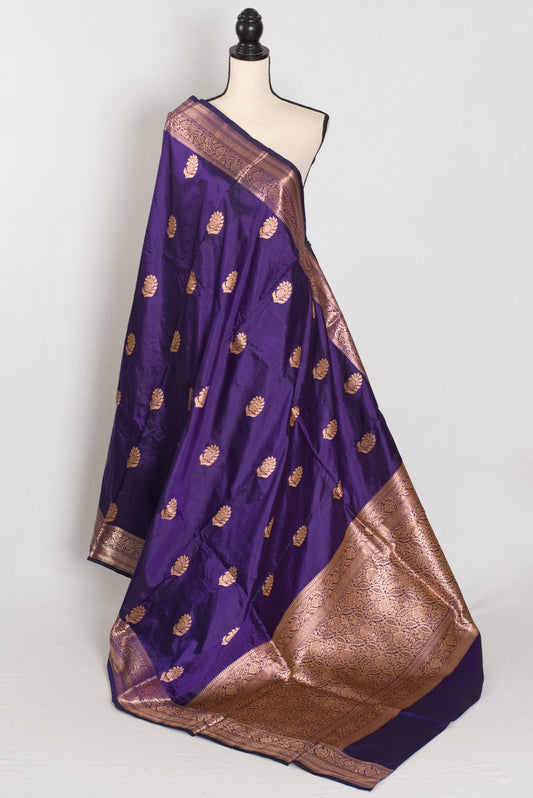 Leela | Royal Purple Katan Banarasi Silk Saree | Lightweight Handloom Luxury image 2