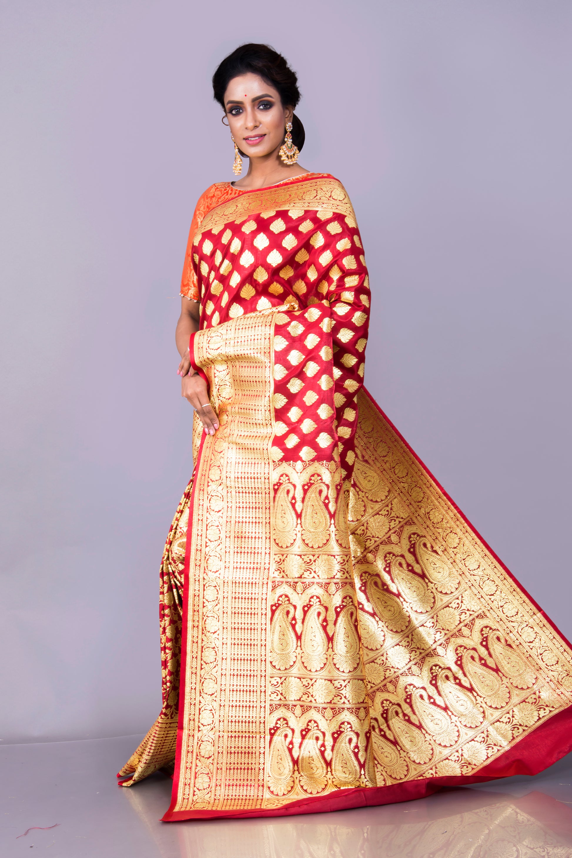 Art Silk Patli Pallu Maroon Banarasi Saree for Wedding image 1