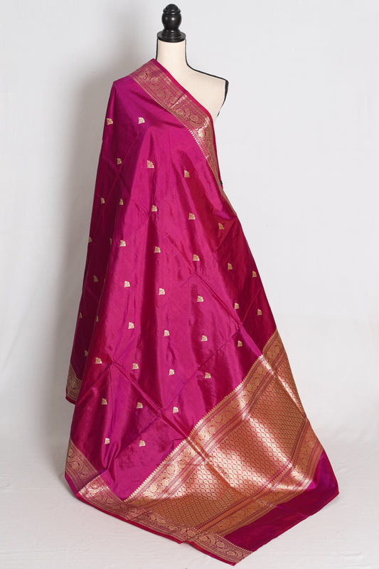 Piya: Purple and Gold Lightweight Katan Pure Silk Banarasi Saree image 1