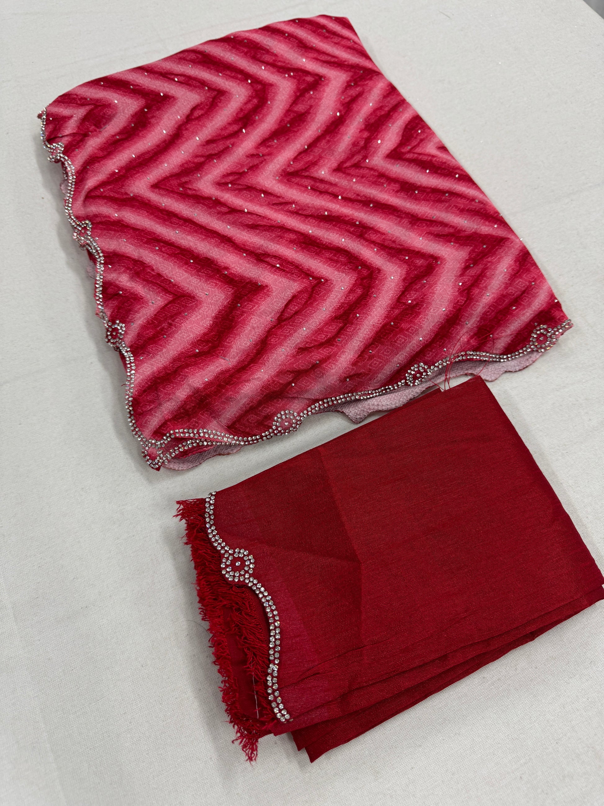 Rang Leher - Designer Chinon Leheriya Saree in Pink image 1