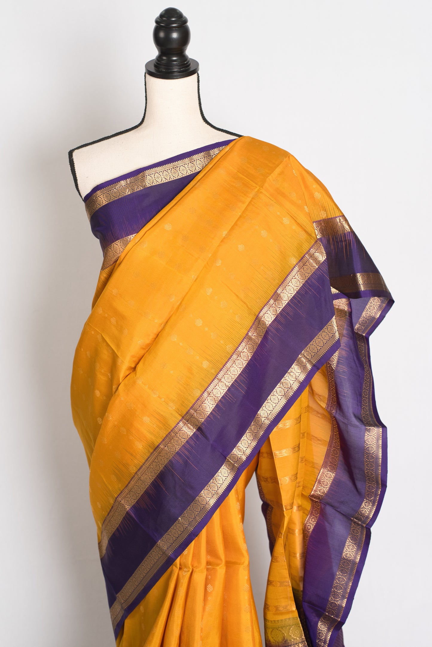 Lakshmi : Yellow and Purple Silk Mark Certified Kanchipuram Silk Saree image 5