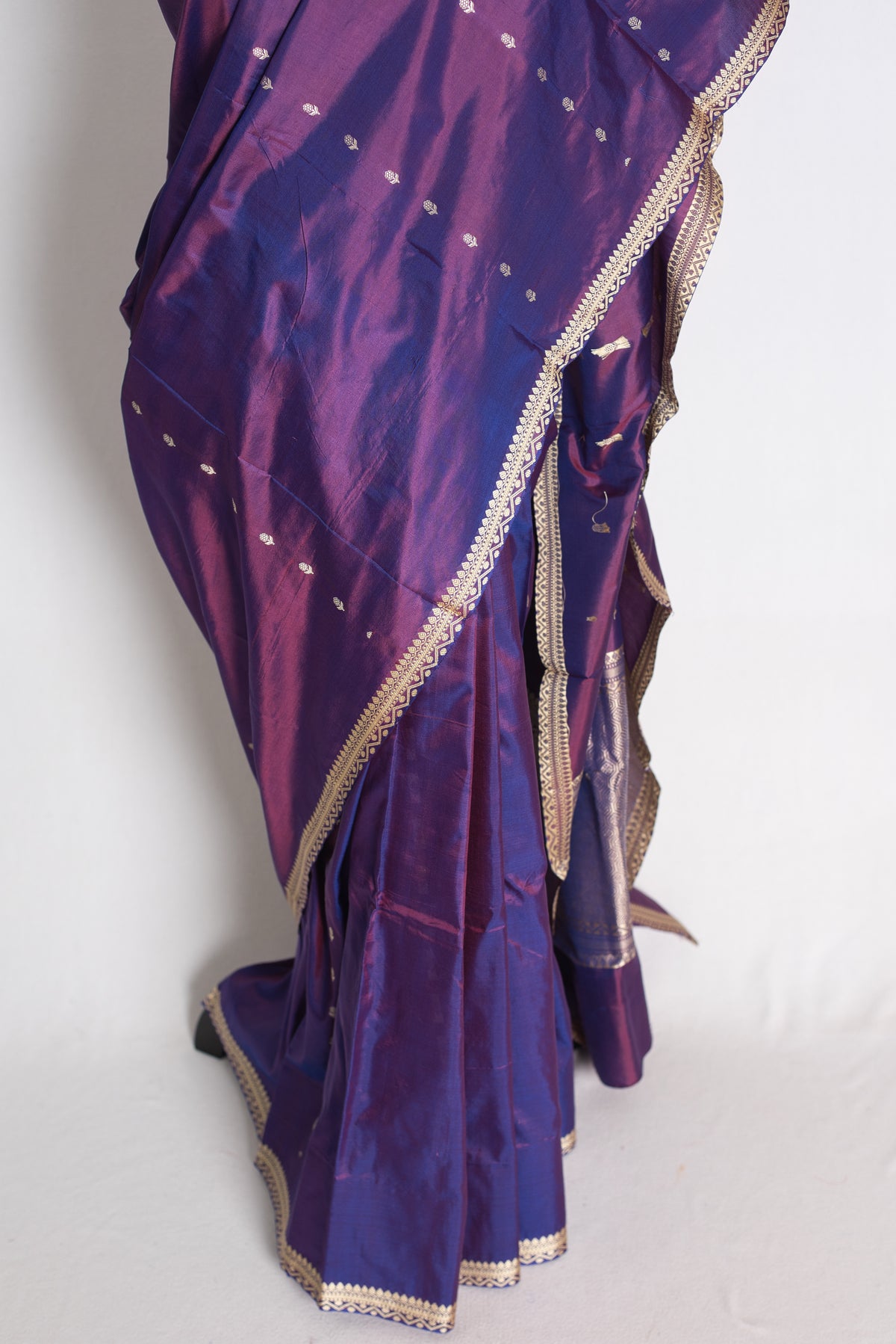 Gracy: Purple and Silver Katan Banarasi Silk Saree image 6