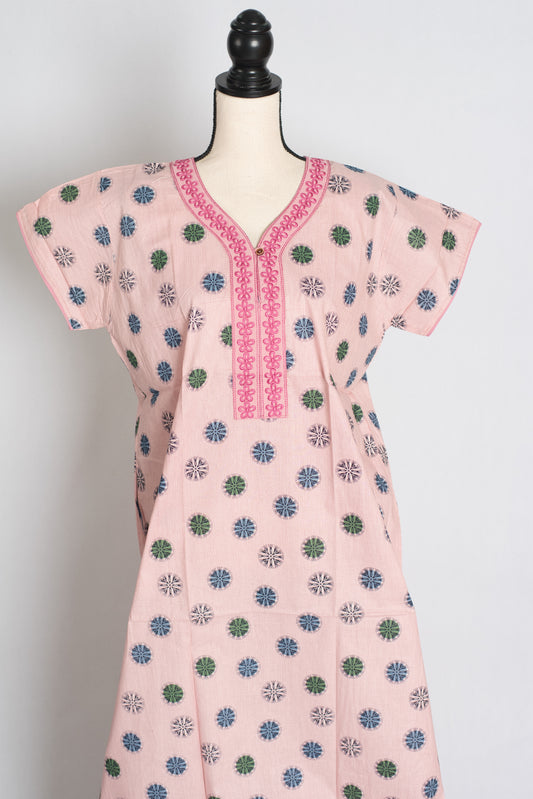 Printed Pink Pure Cotton Nightwear in Regular Size image 0