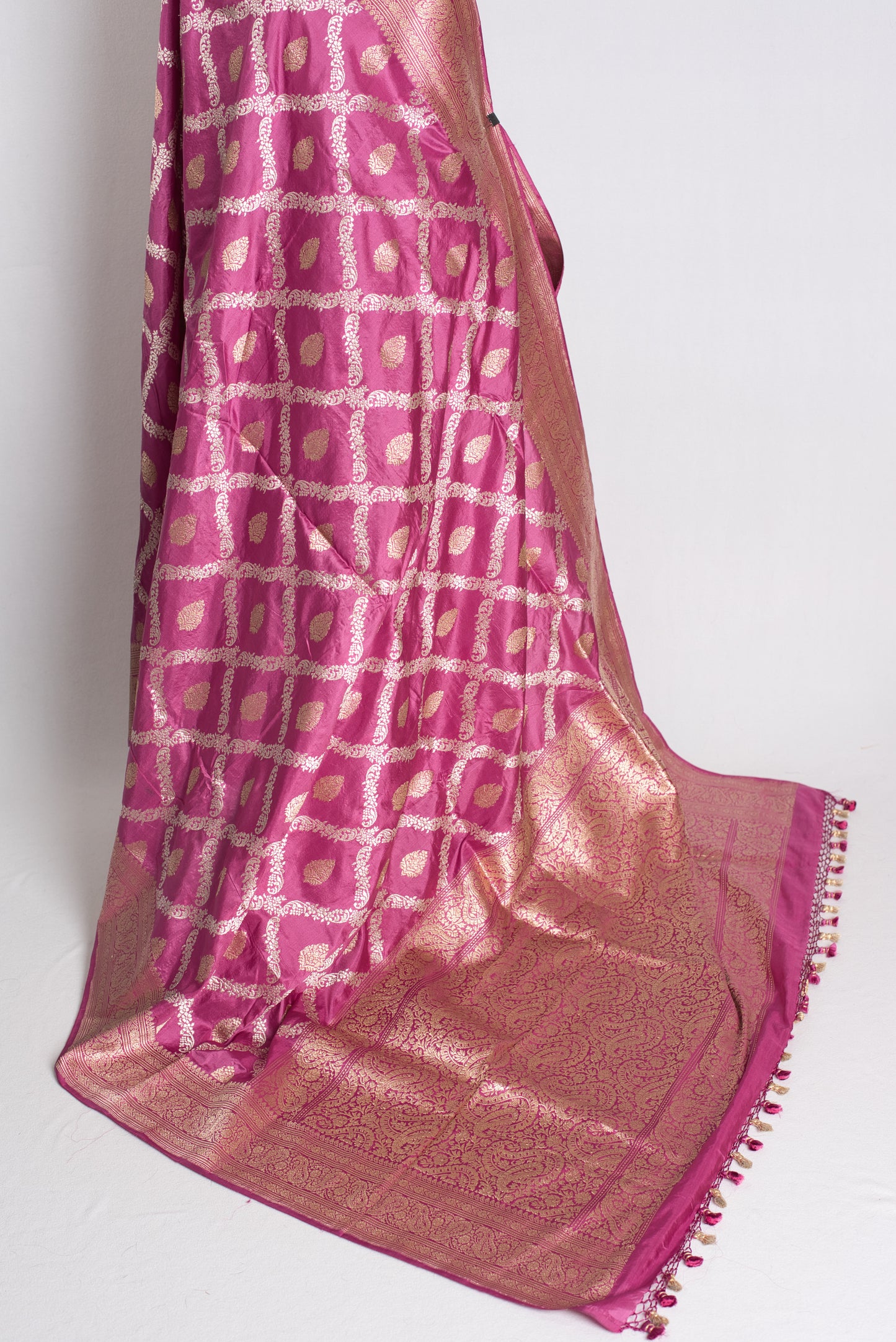 Gulnar - Jangla Banarasi Silk Saree with Silver and Golden Zari Weaving