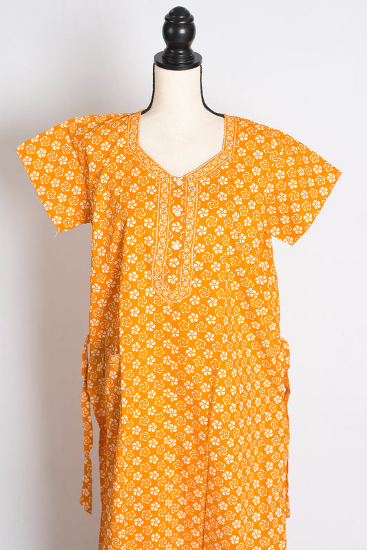 Printed Orange Pure Cotton Nightwear in Regular Size image 0