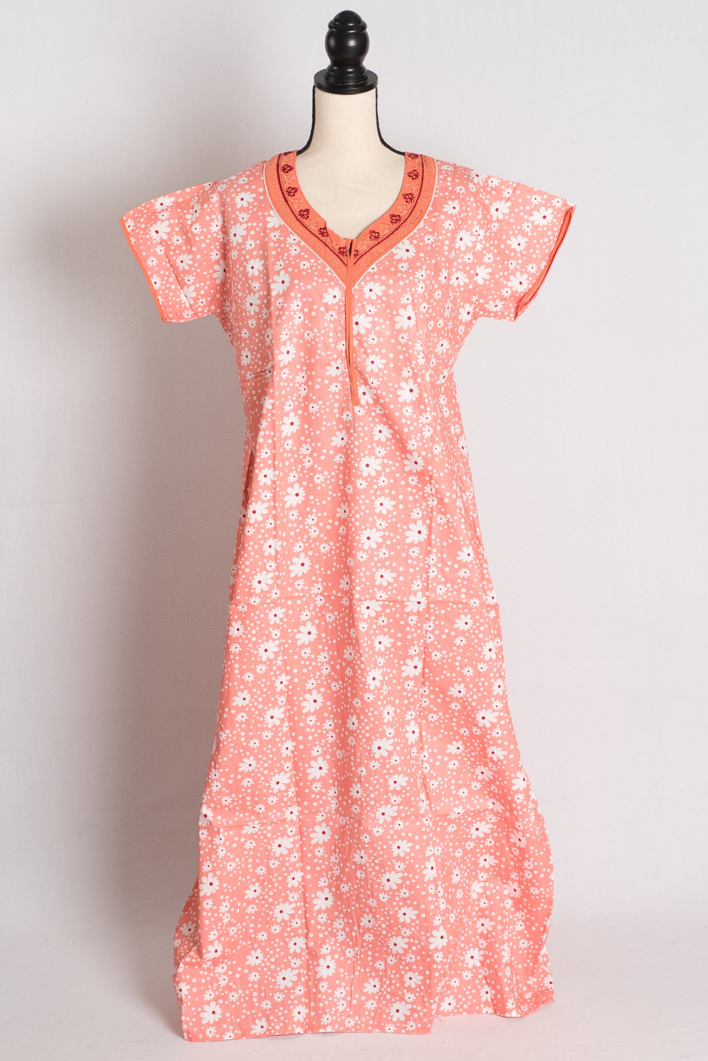 Printed Orange Pure Cotton Nightwear in Regular Size image 1