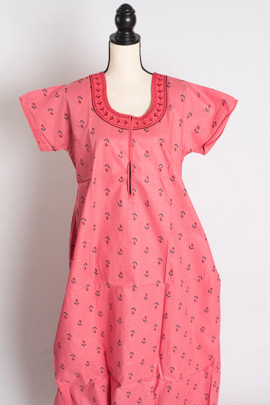Pink Printed Pure Cotton Nightwear in Regular Size image 0