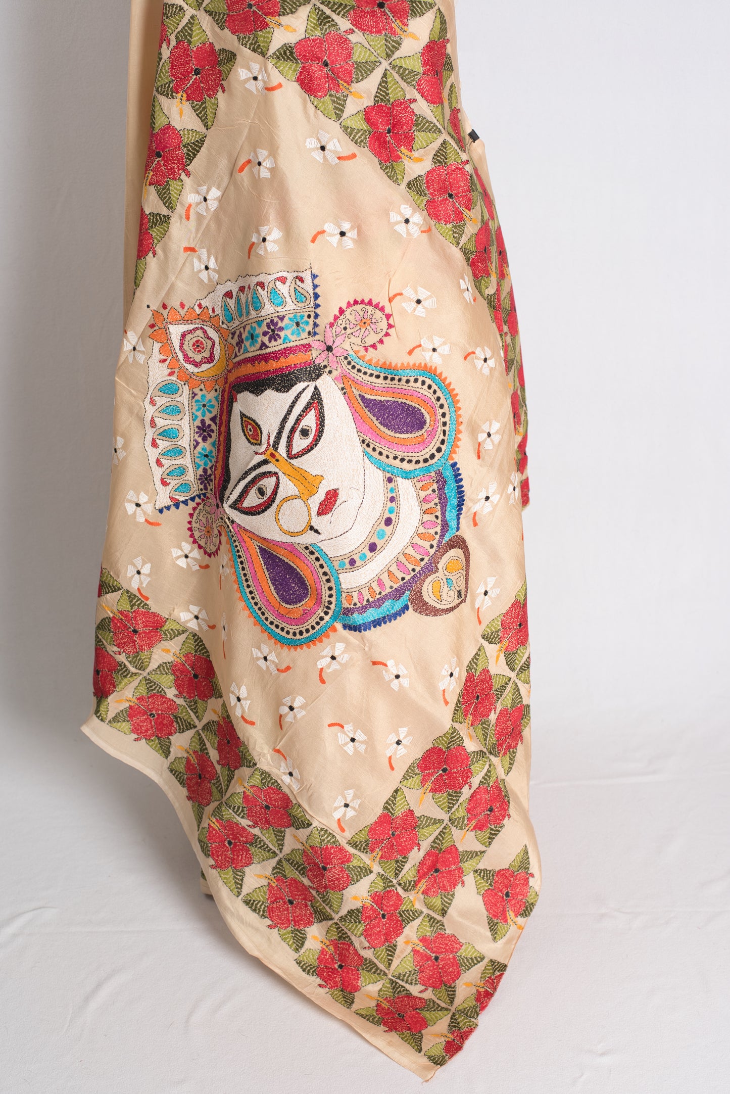 Durga Kantha - Hand Embroidered Pure Silk Kantha Work Saree image 3