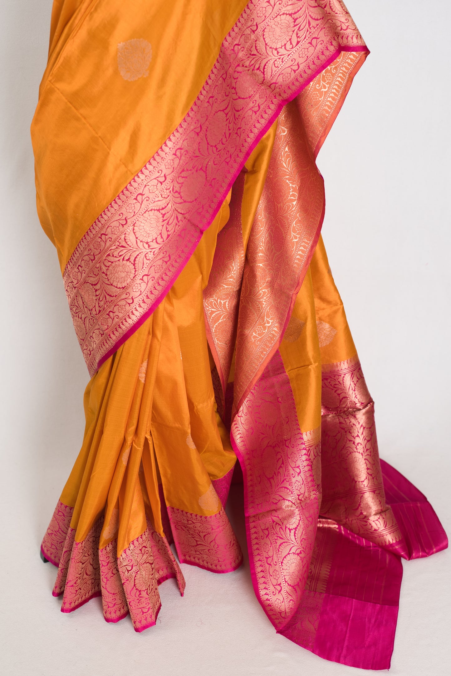 Meera | Orange & Pink Pure Katan Silk Banarasi Saree | Silk Mark Certified image 6