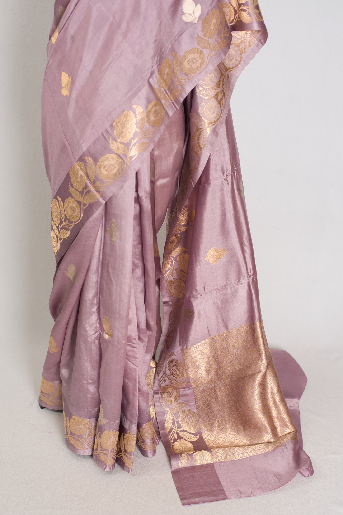 Nina | Lavender Purple & Gold Silk Mark Certified Katan Banarasi Silk Saree image 6