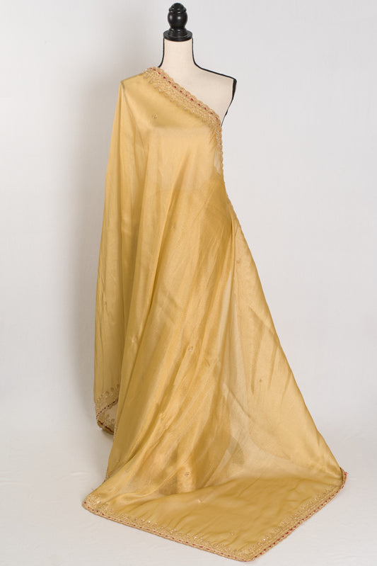 Nagma | Soft Tissue Gold Designer Saree with Hand Embroidery Border image 1