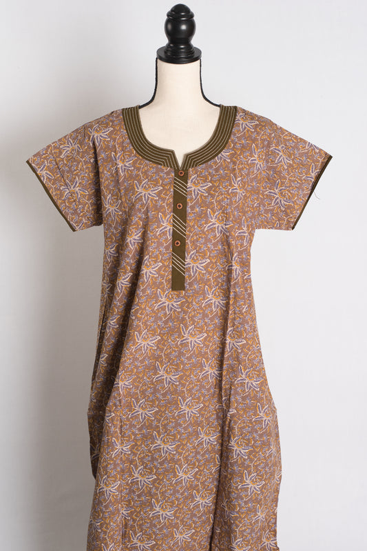 Printed Brown Pure Cotton Nightwear in Regular Size image 0