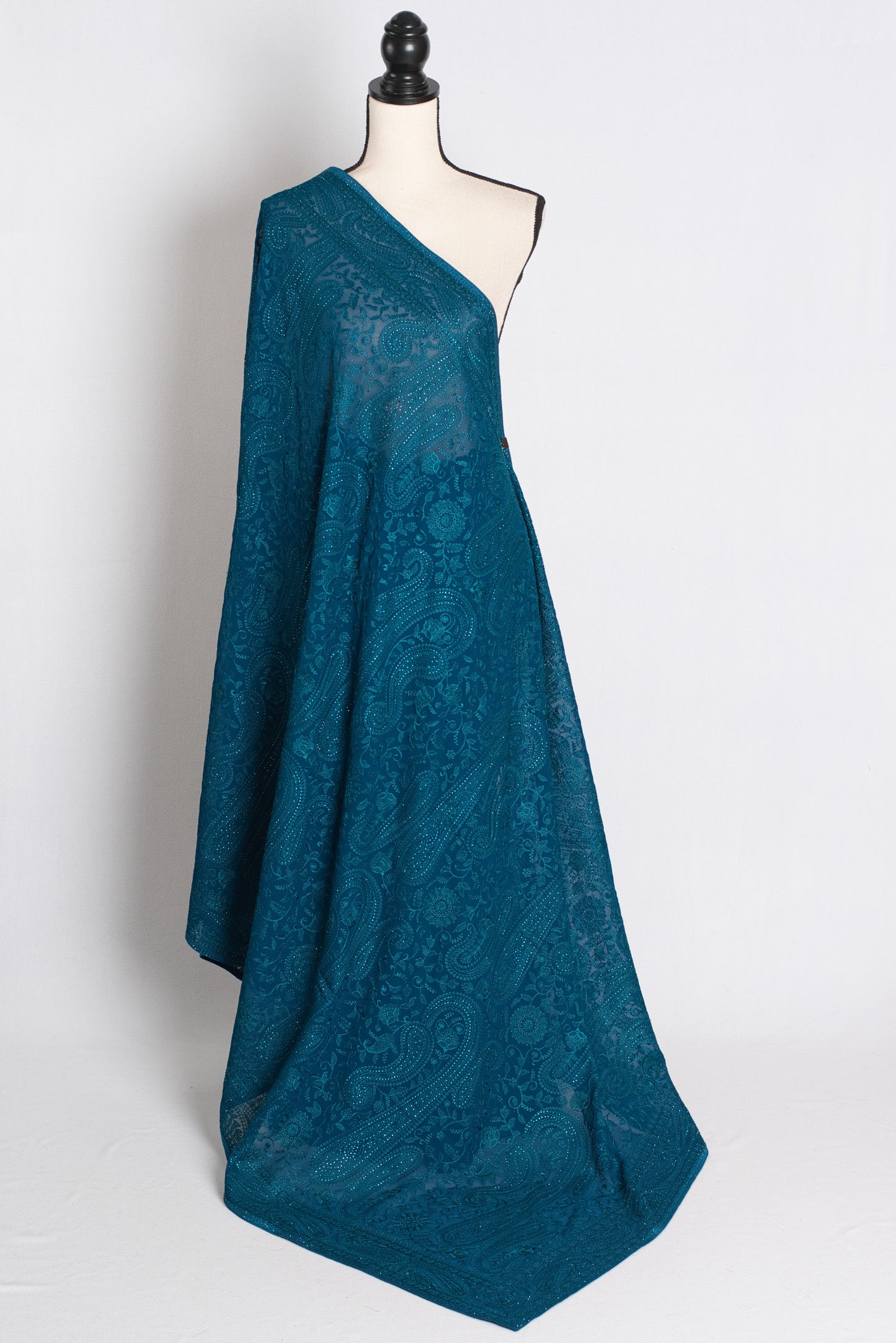Neelakshi - Blue Kashmiri Embroidered Georgette Saree image 1