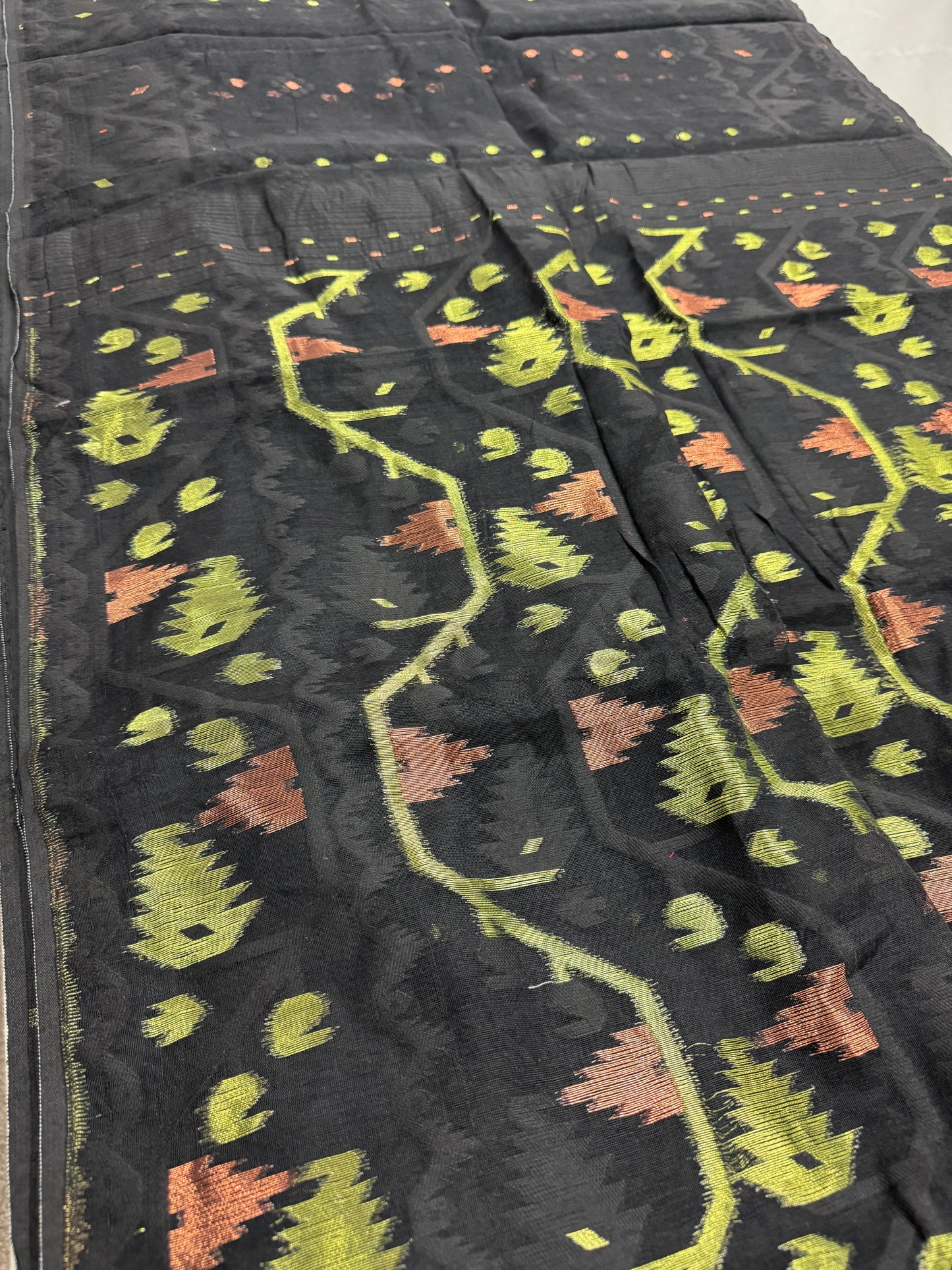 Chandrika : Black Blended Soft Cotton Jamdani Saree image 1