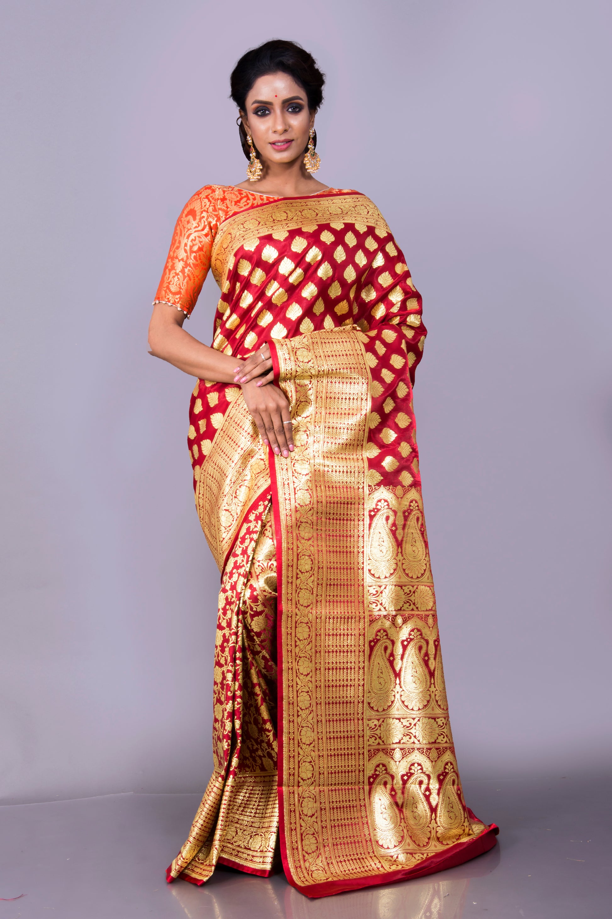 Art Silk Patli Pallu Maroon Banarasi Saree for Wedding image 0