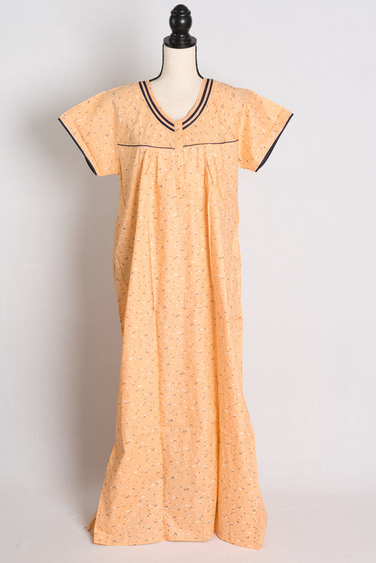 Printed Peach Cotton Nightwear in Regular Size.