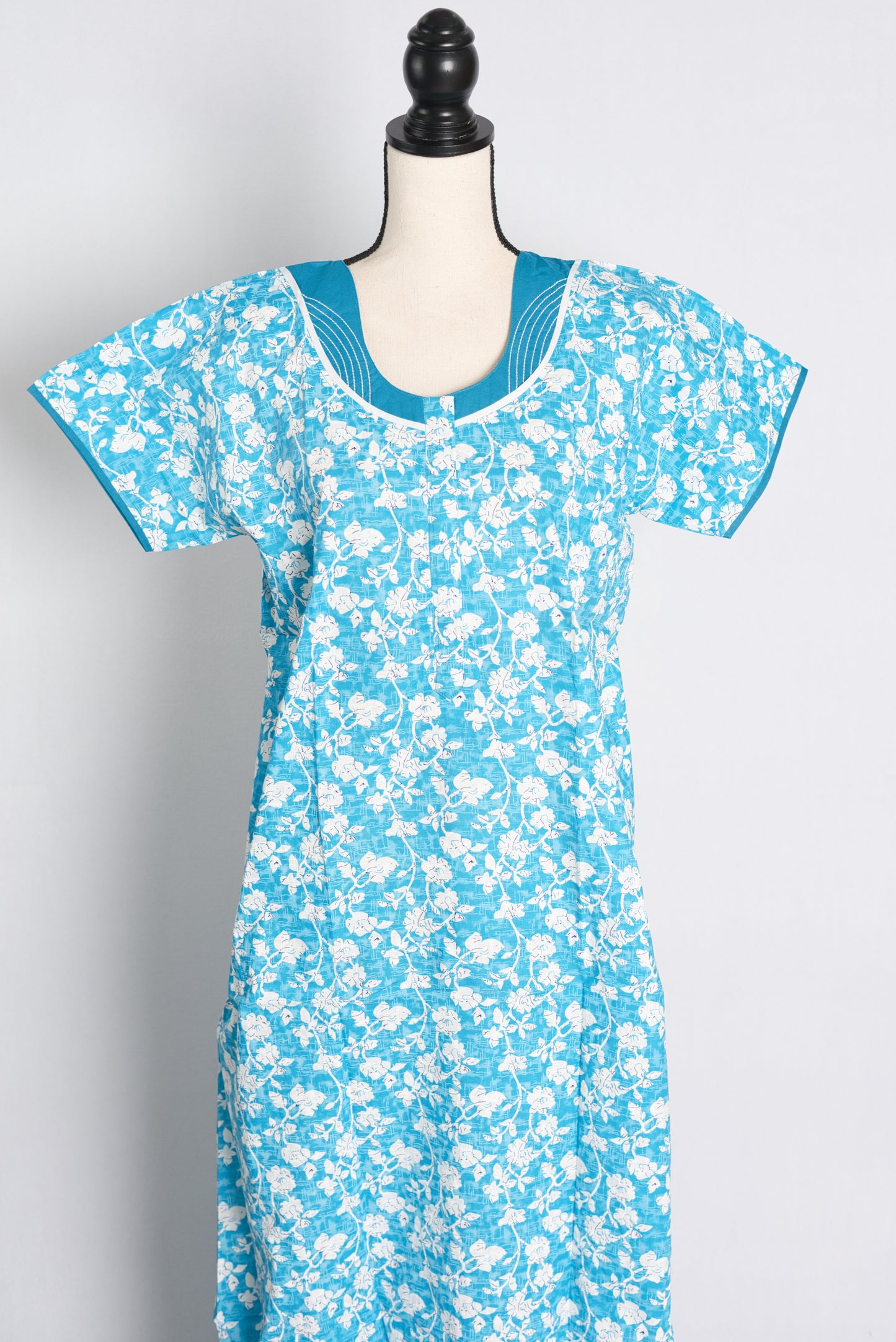 Printed Blue Cotton Nightwear in Regular Size.