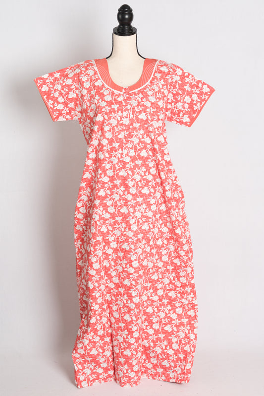 Printed Peach Cotton Nightwear in Regular Size.