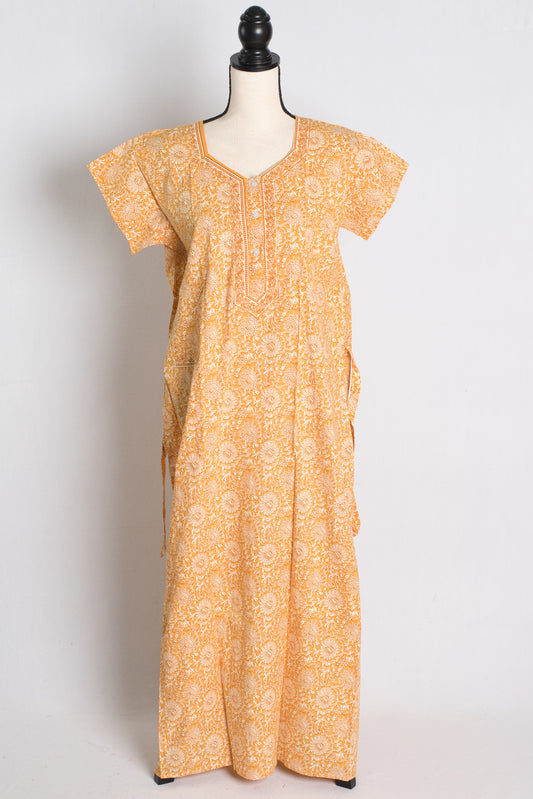 Printed Orange Cotton Nightwear in Regular Size.