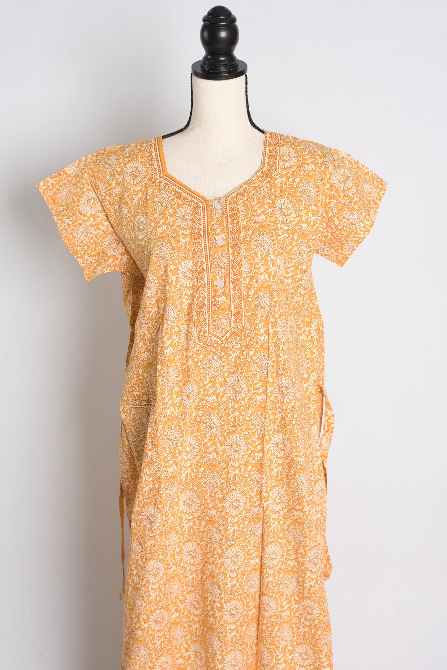 Printed Orange Cotton Nightwear in Regular Size.