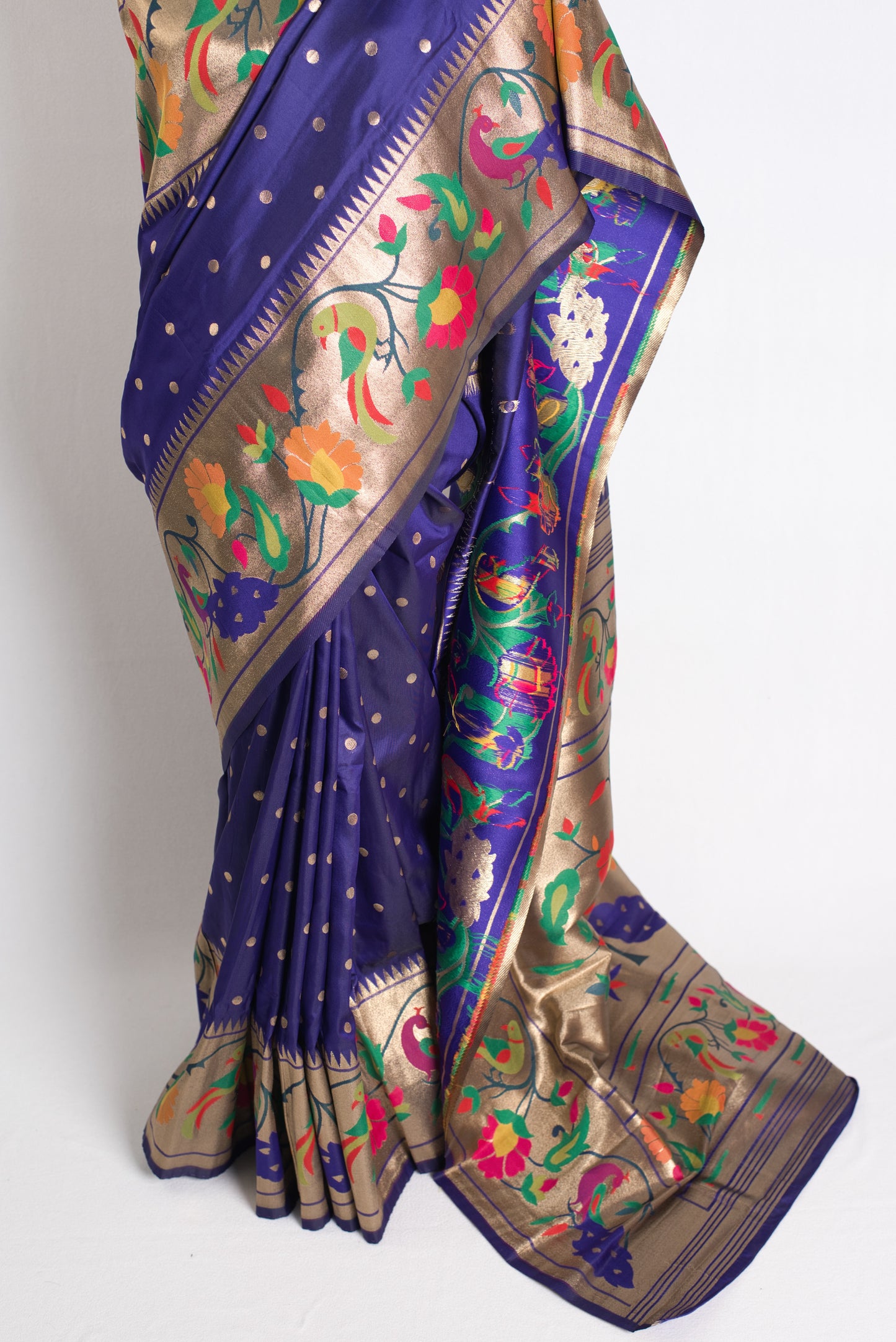 Blended Silk Purple Paithani Saree with Matte Golden Border.