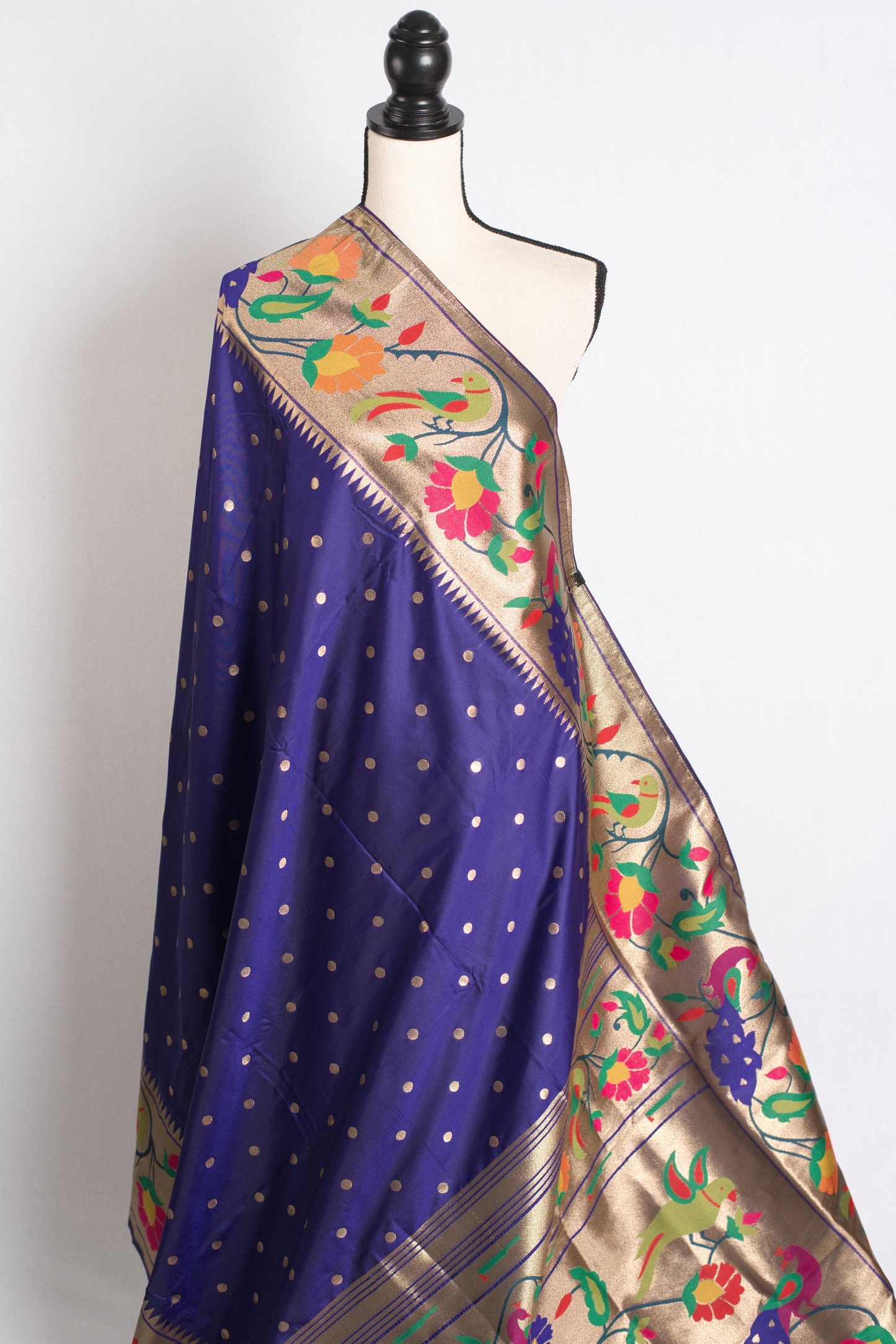 Blended Silk Purple Paithani Saree with Matte Golden Border.