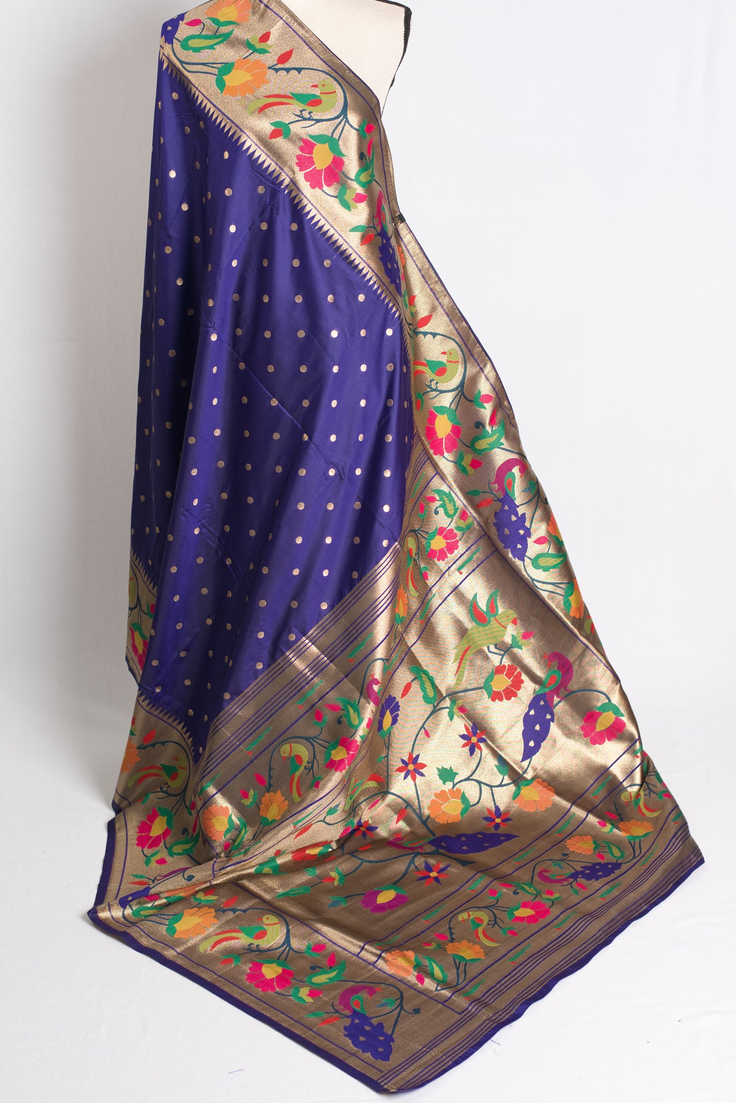 Blended Silk Purple Paithani Saree with Matte Golden Border