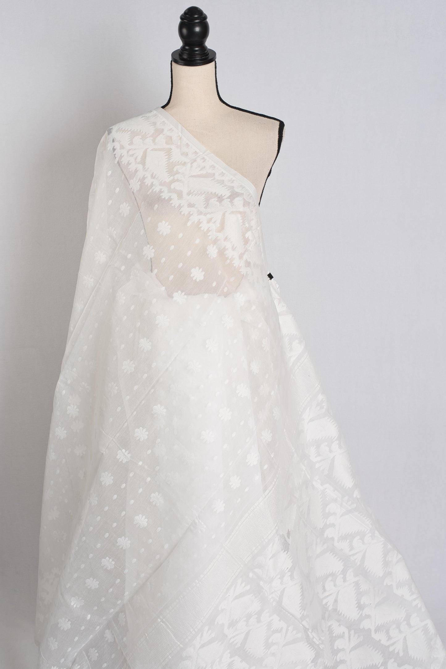 Soft Jamdani Saree in White - Bengali Saree Collection.