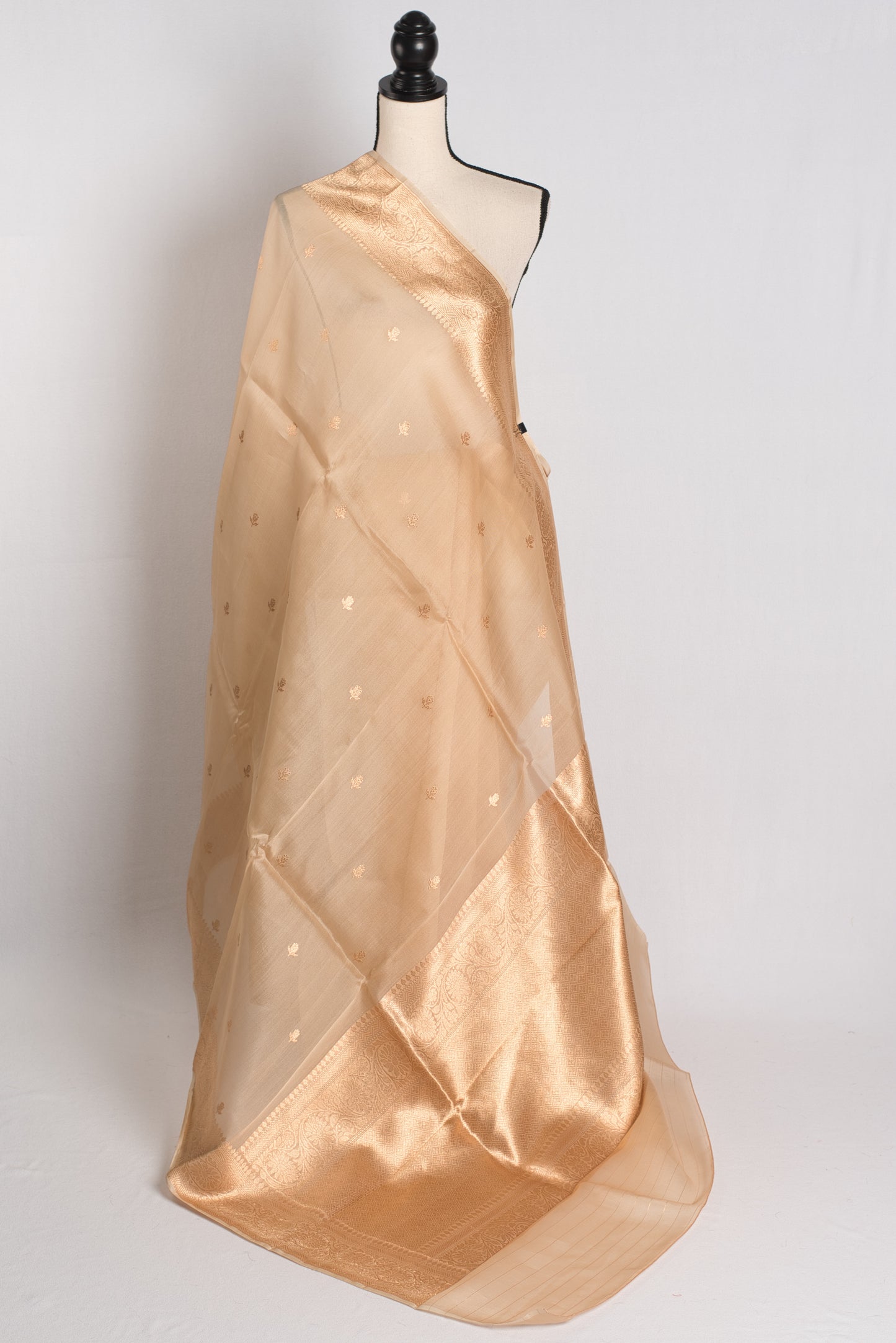 Kora Silk Banarasi Saree in Beige and Gold - Wedding Saree Collection.