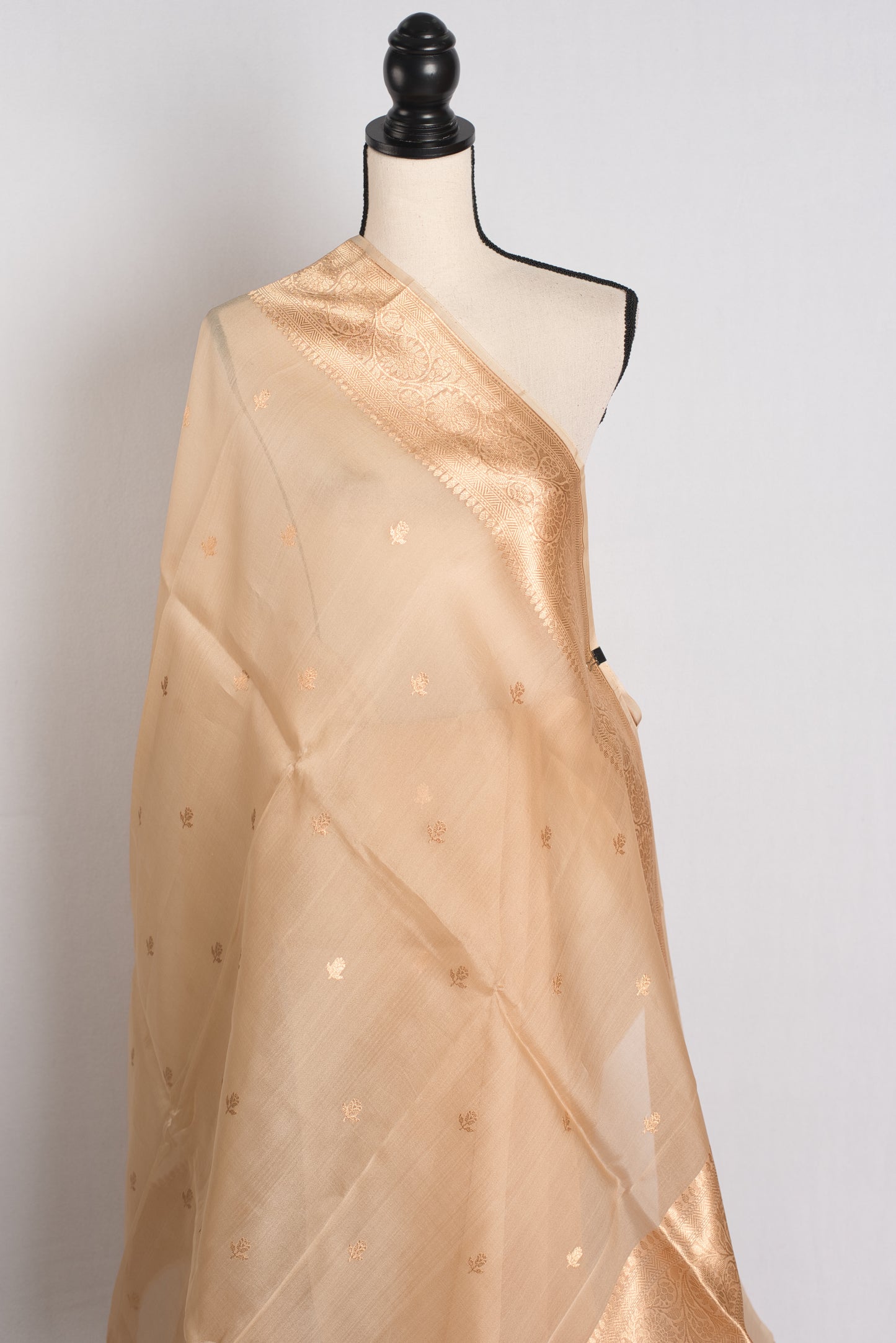 Kora Silk Banarasi Saree in Beige and Gold - Wedding Saree Collection.