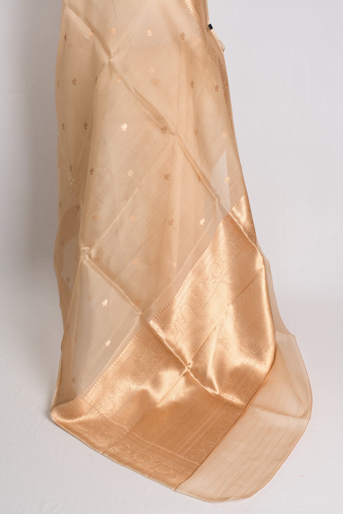 Kora Silk Banarasi Saree in Beige and Gold - Wedding Saree Collection.
