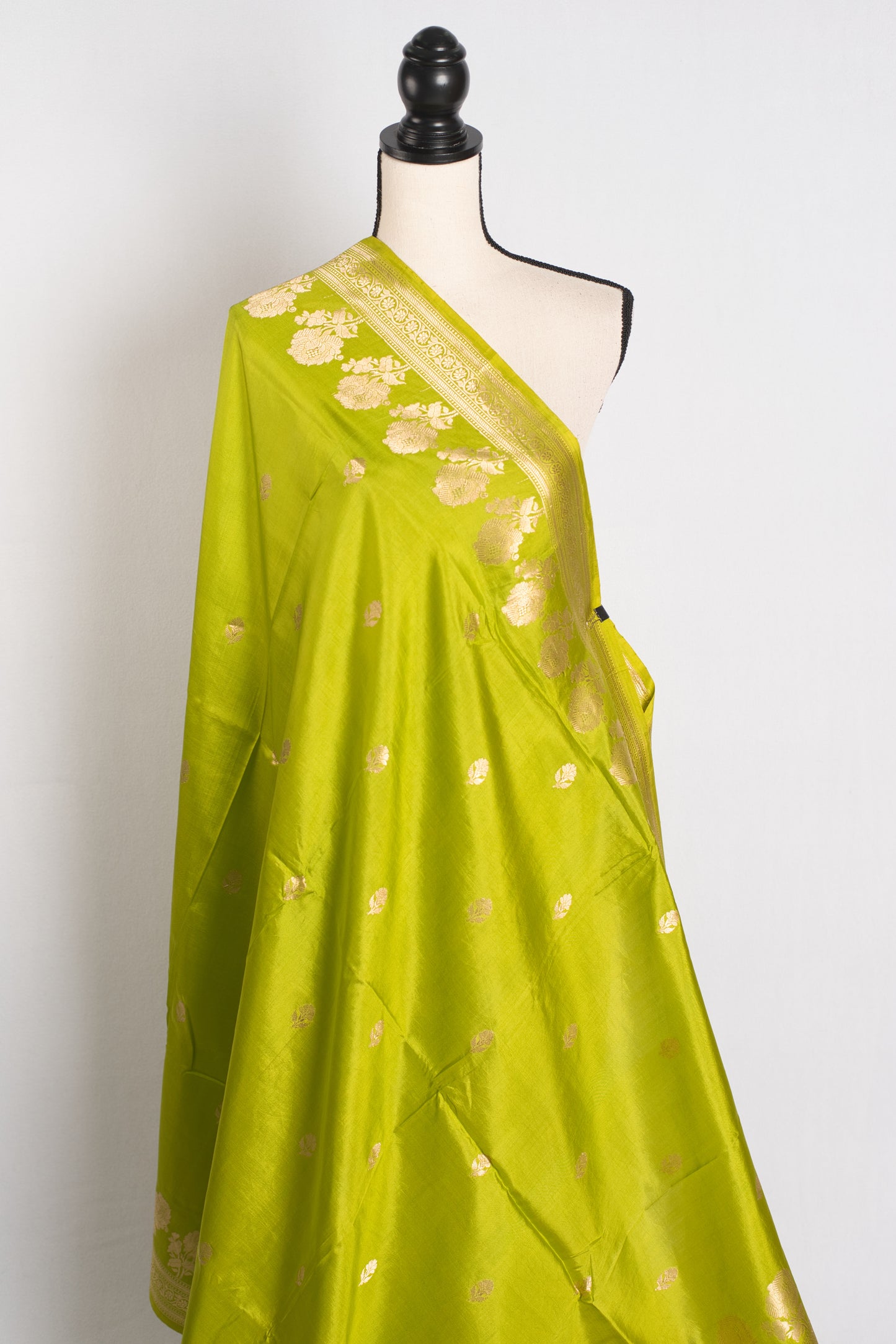 Silk Mark Certified Green Banarasi Saree with Golden Zari.